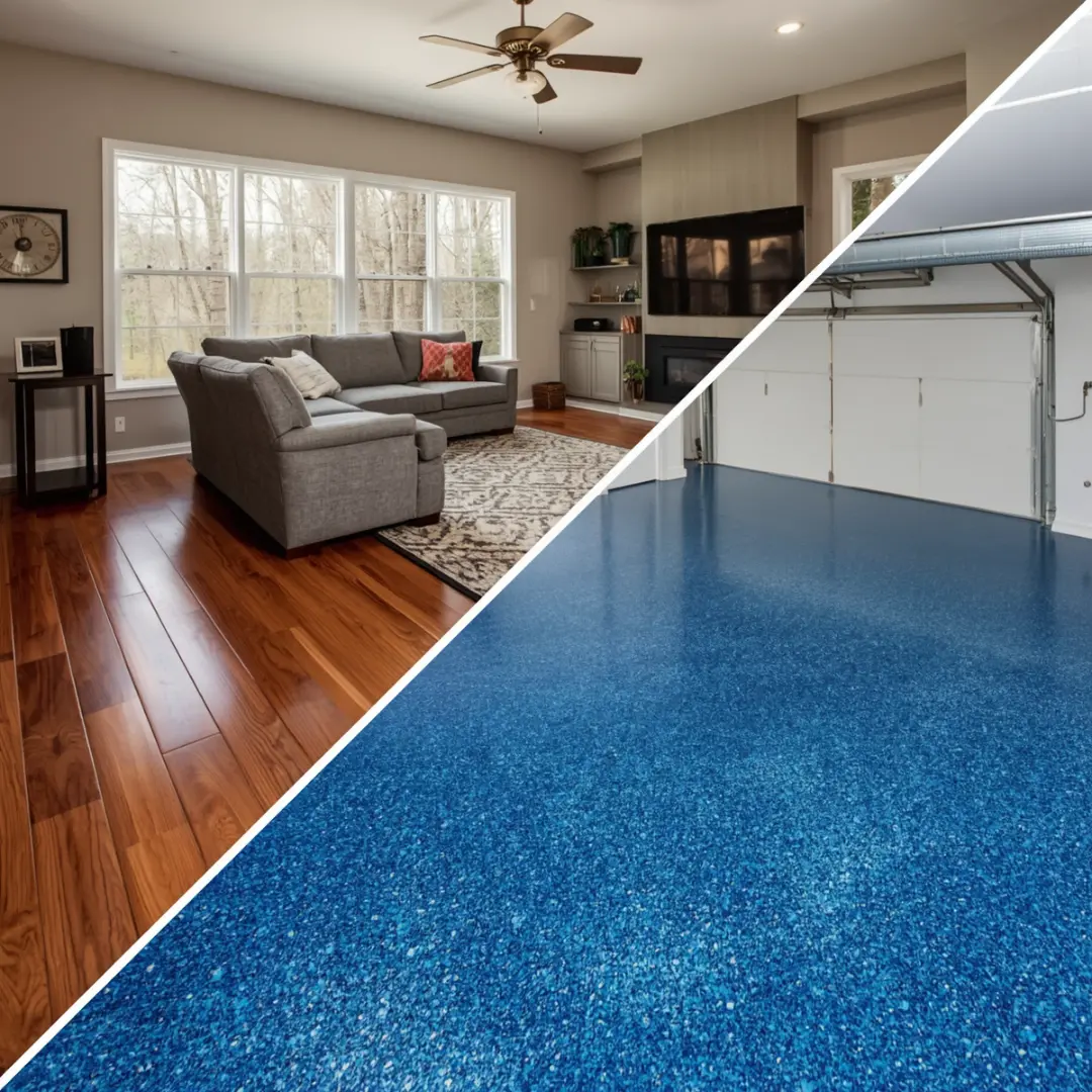 hardwood flooring and epoxy garage flooring